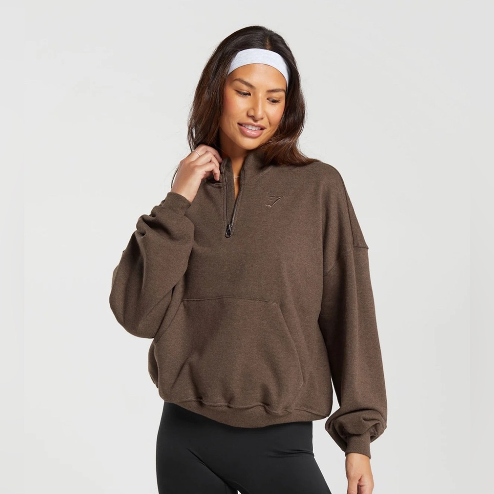 Gymshark Brown Half-Zip Pullover Hoodie